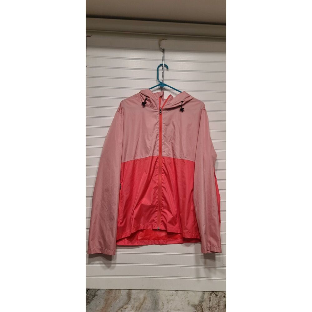 Adventuridge Womens 2 Tone Pink/Coral Hooded Windbreaker Raincoat Size XL